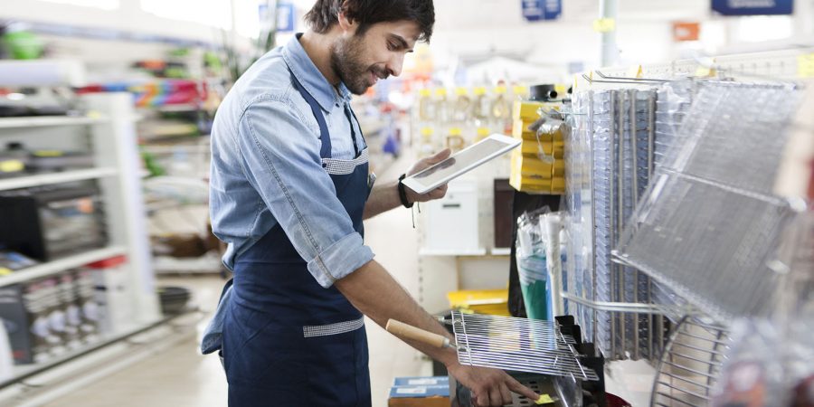 Man working at a hardware store